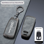 Applicable to Audi car remote key protection case with metal frame for scratch and drop protection.